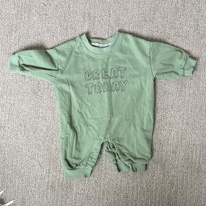 Green Baby Onesie with 'Great Today' Print